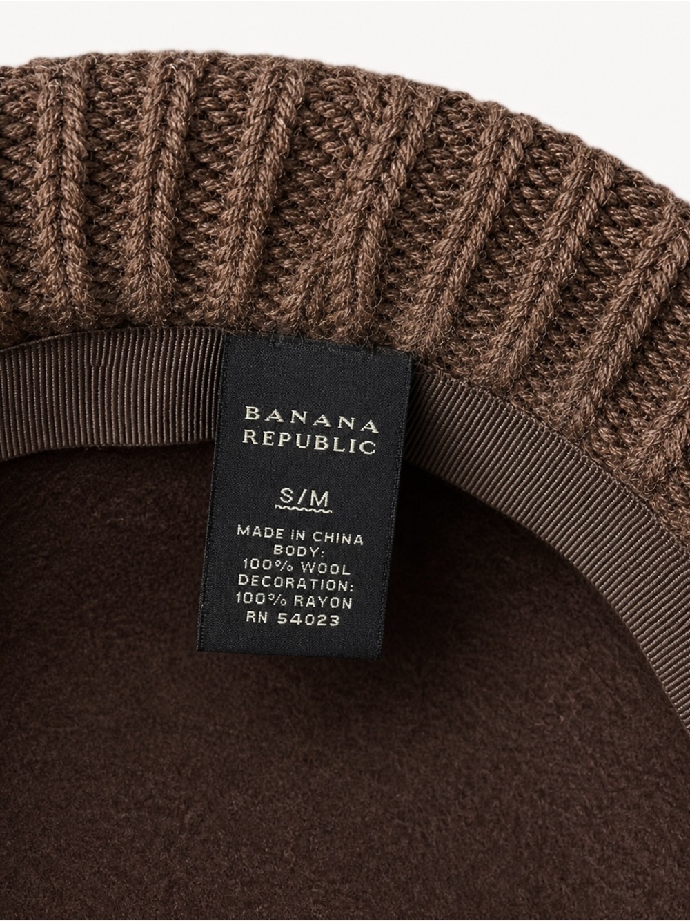 Banana Republic Brown Wool Knit Bucket Hat Ribbed‎ Brim S/M - Picture 4 of 4
